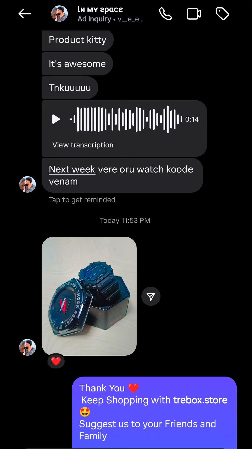 Verified customer review