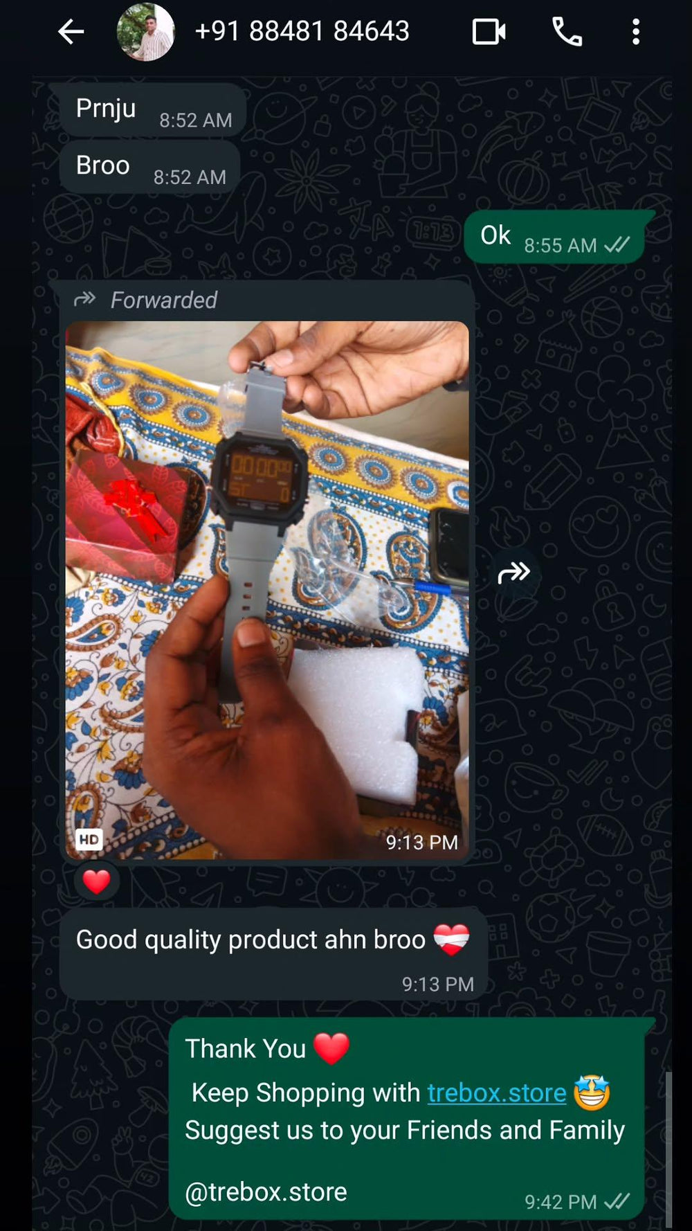 Verified customer review