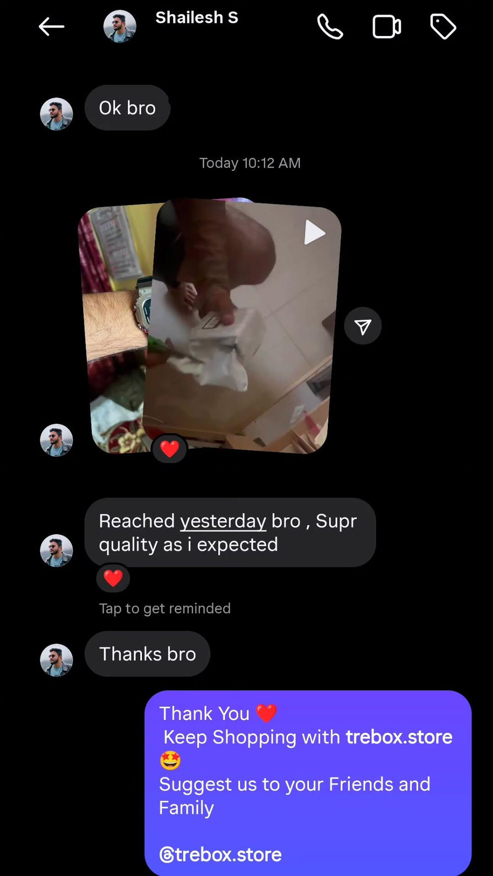 Verified customer review