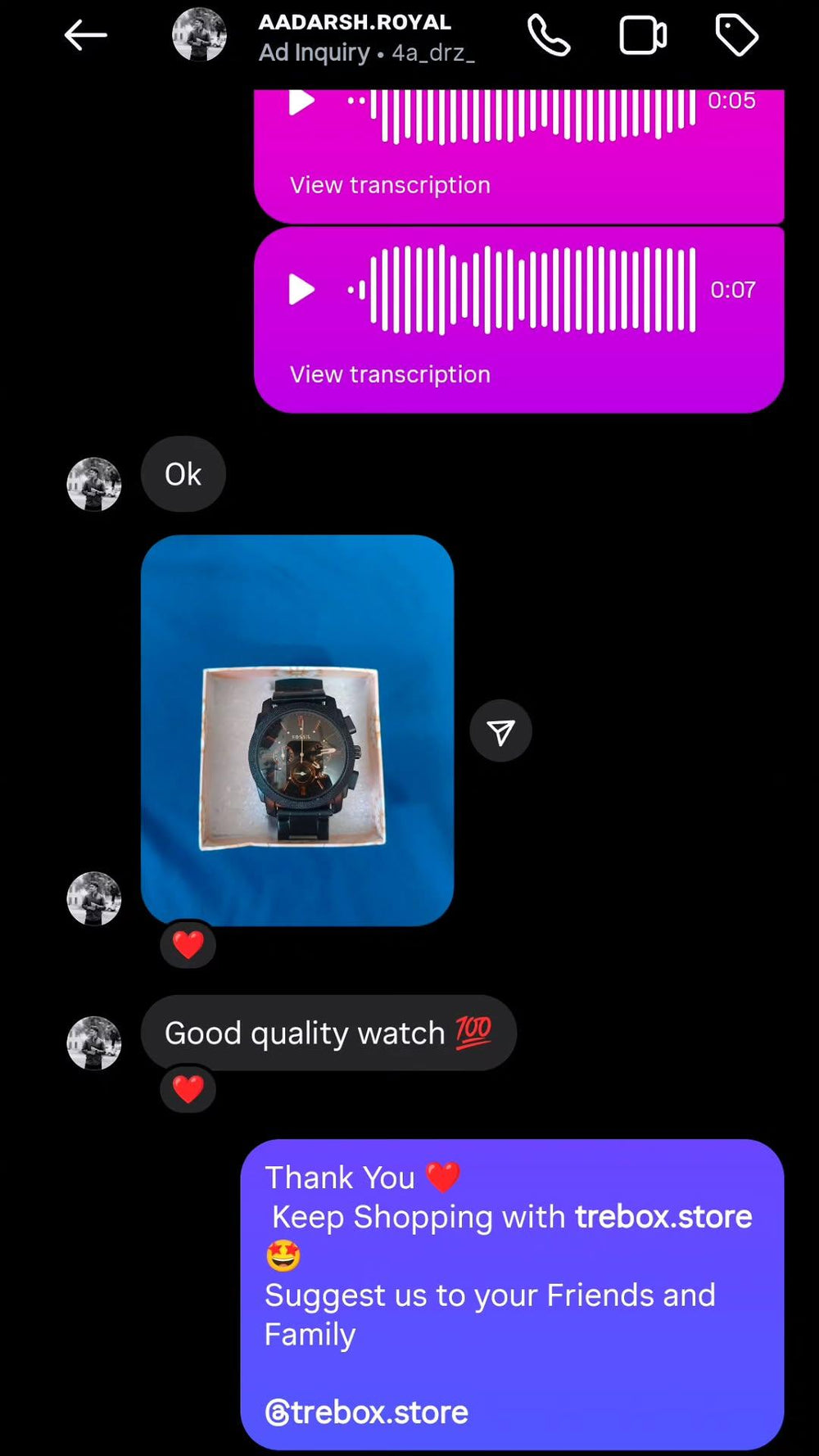 Verified customer review