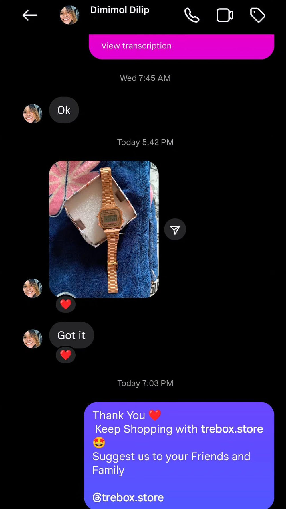 Verified customer review
