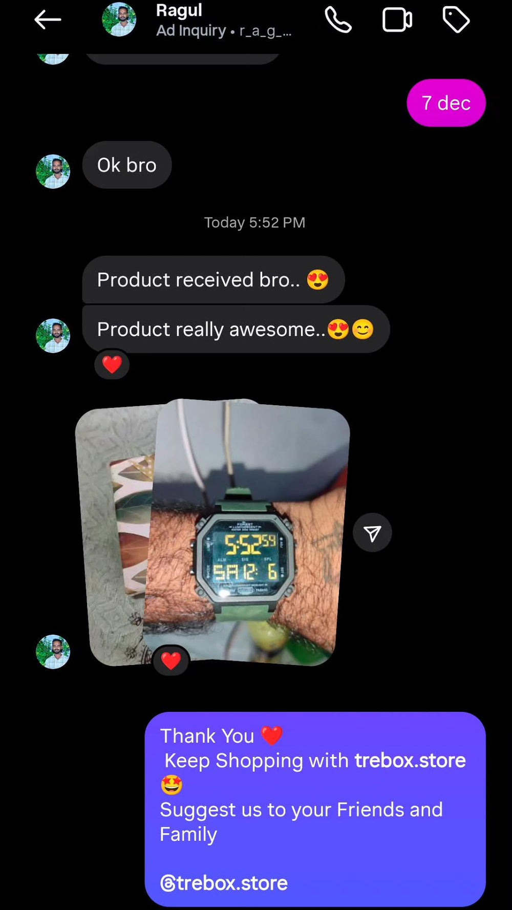 Verified customer review
