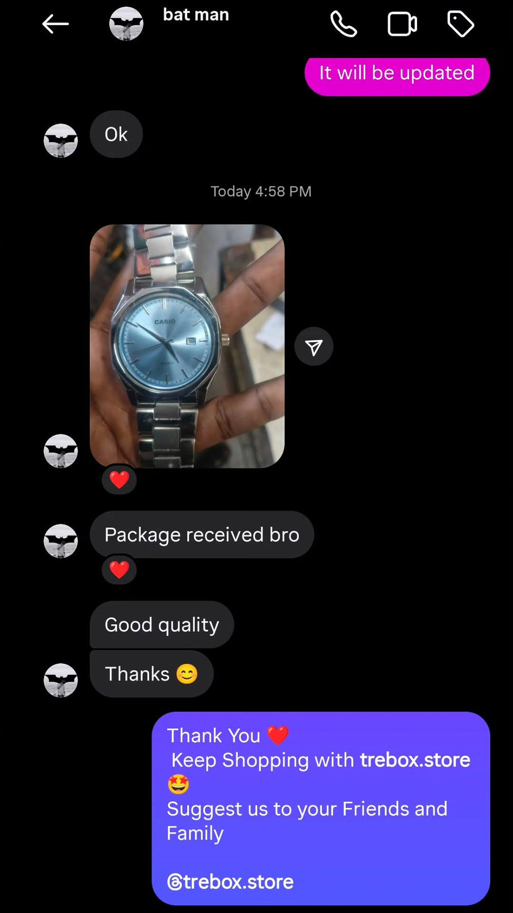 Verified customer review